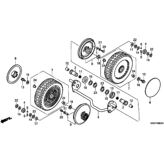 Honda HRB476C1 - HXEE - MZCD 1000001-9999999 Rear Wheel Diagram