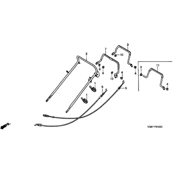 Honda HRB476C1 - PDEE - MZCD 1000001-9999999 Handle Pipe Diagram
