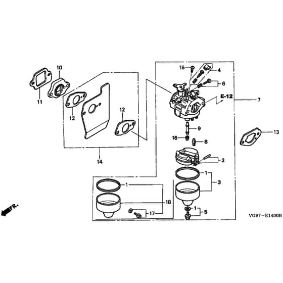 Honda HRB476C1 - PXE - MZCD 8100001-8123431 Carburettor Diagram
