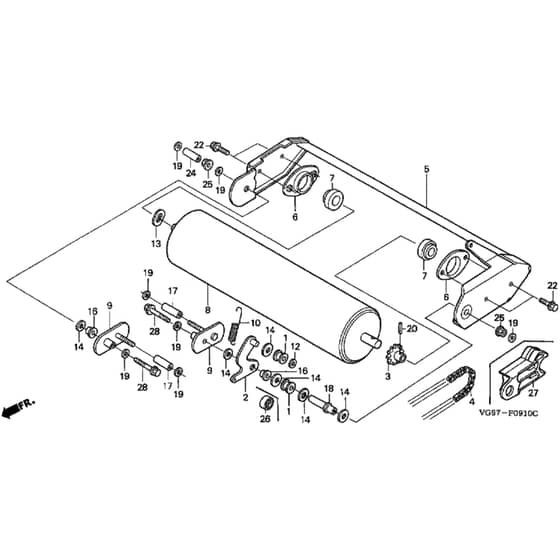 Honda HRB476C1 - QXEE - MZCD 1000001-9999999 Rear Roller Diagram