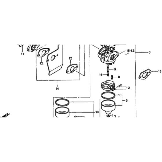 Honda HRB476C - HXE/A - MZCD 8500001-8510560 Carburettor Diagram