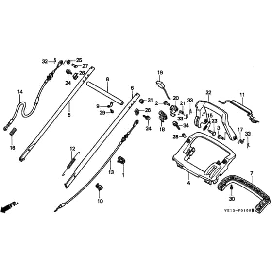 Honda HRB535 - SXS - MZBA 6000001-6099999 Handle Pipe Diagram