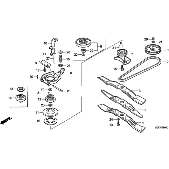 Honda HRB535K2 - HXE - MZBA 6200001-6299999 Rotary Blade Diagram