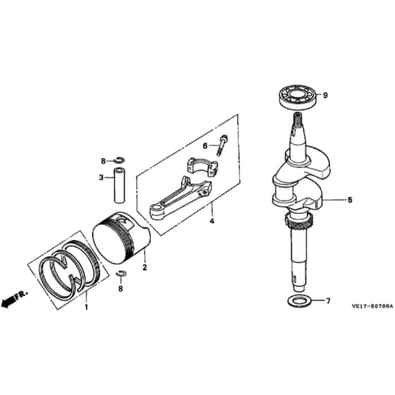 Honda HRB535K2 - SXE - MZBA 6200001-6299999 Crankshaft/Piston Diagram