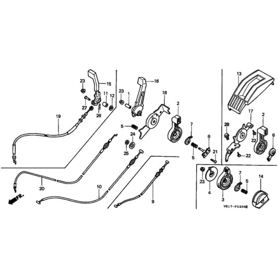 Honda HRB535K2 - SXF - MZBA 6200001-6299999 Throttle Lever (SXE, SXF) Diagram