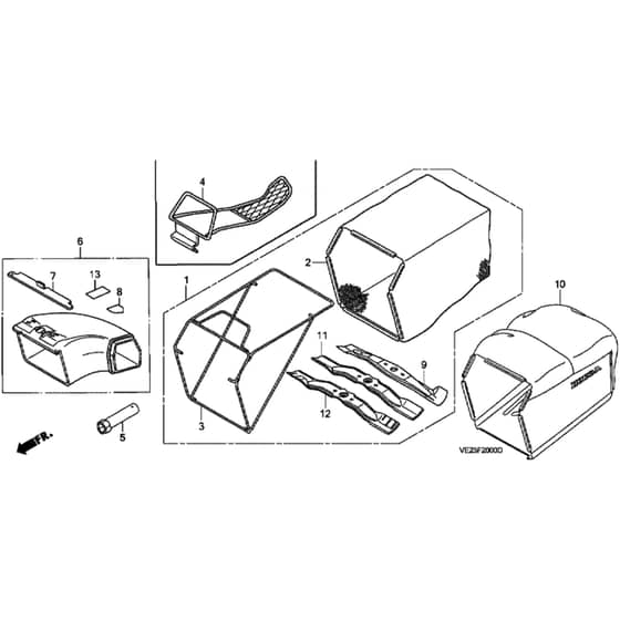 Honda HRB536C1 - TXFA - MZCB 6100001-6199999 Grass Bag Diagram