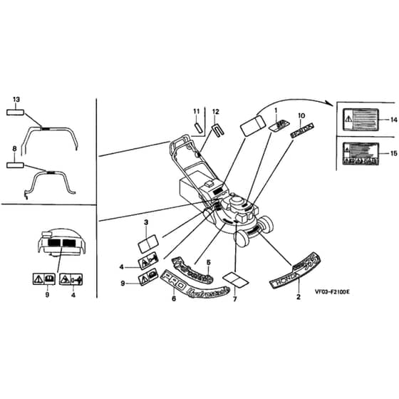 Honda HRD535 - SXE - MZBM 8000001-8099999 Label 2 Diagram