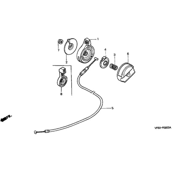 Honda HRD535K1 - QME - MZBM 8100001-8199999 Throttle Lever Diagram