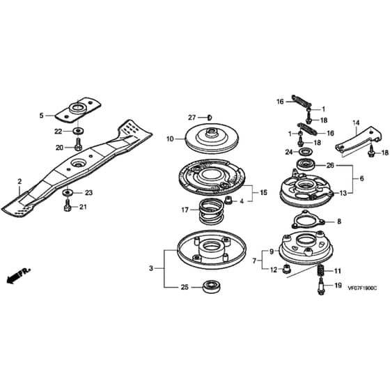 Honda HRD535K2 - QME - MZBM 8200001-9999999 Rotary Blade Diagram