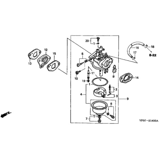 Honda HRD535K2 - QXE - MZBM 8200001-9999999 Carburettor Diagram