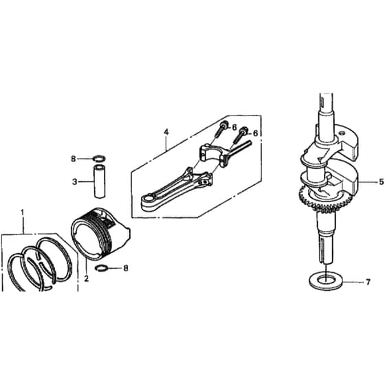 Honda HRD536C2 - HXEE - MZCA 1000001-1099999 Piston/Crankshaft Diagram