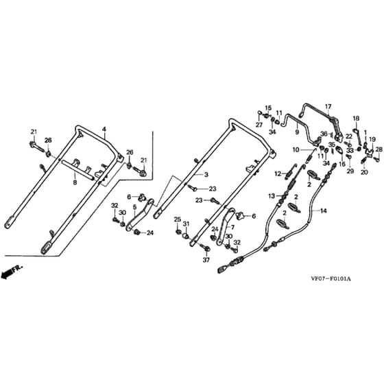 Honda HRD536C3 - HXEE - MAKF 1100001- Handle Pipe Diagram