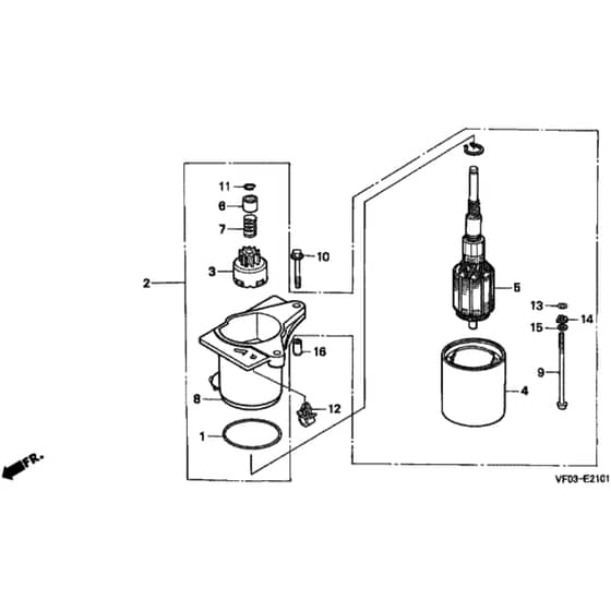Honda HRD536K1 - HME - MZBL 8100001-8199999 Starter Motor Diagram