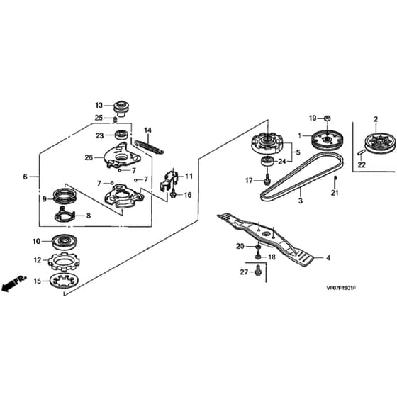 Honda HRD536K4 - HXEH - MZBL 8300001- Rotary Blade Diagram