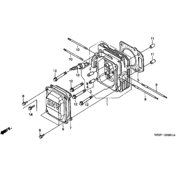 Honda HRD536K4 - QXEH - MZBL 8300001- Cylinder Head Diagram