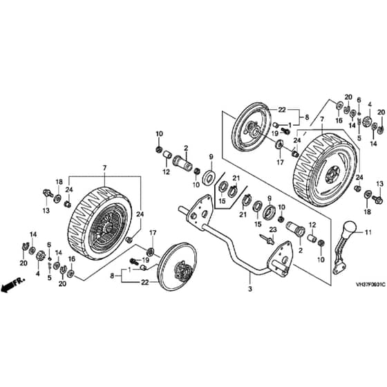 Honda HRG465C3 - PDEE - MADF 1400001- Rear Wheel - Self Propelled (SDEE Only) Diagram