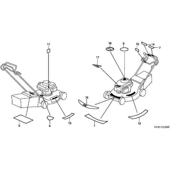 Honda HRG536C3 - SDEA - MZCG 6500001-6526796 Label (2) Diagram