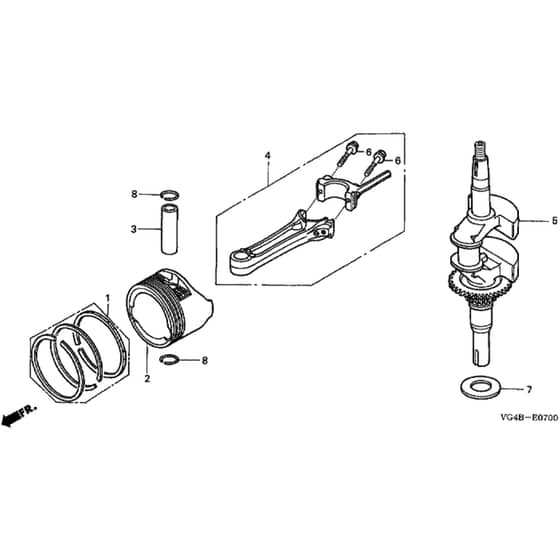 Honda HRG536C5 - SDEA - MZCG 7630001-7659999 Crankshaft/Piston Diagram