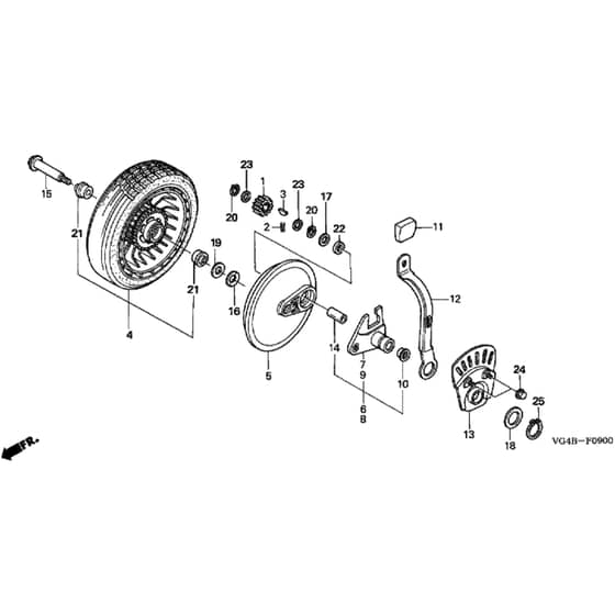 Honda HRG536C5 - SDEA - MZCG 7630001-7659999 Rear Wheel Diagram