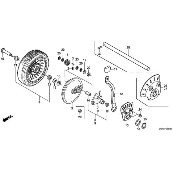 Honda HRG536C7-VKEA -  Rear Wheel Diagram
