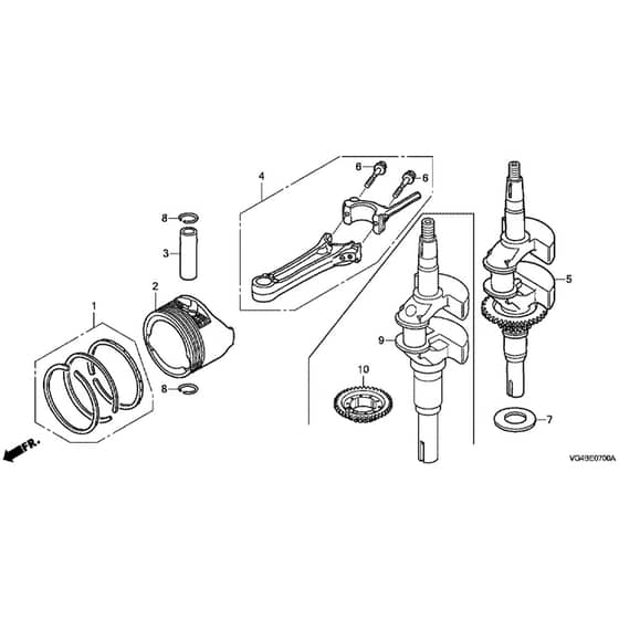 Honda HRG536C7-VLEA -  Crankshaft, Piston Diagram