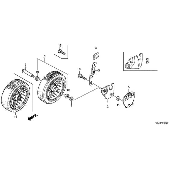 Honda HRG536C9-SKEH -  Front Wheel Diagram