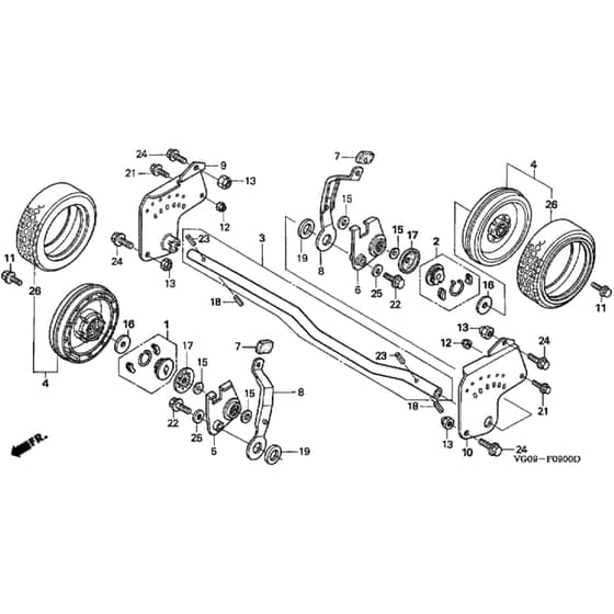 Honda HRH536 - HXE - MZBU 8000001-8099999 Rear Wheel Diagram