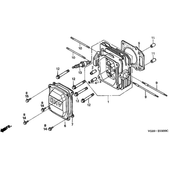 Honda HRH536K3 - HXE - MZBU 8200001-8299999 Cylinder Head Diagram