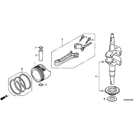 Honda HRS536C2-SDEA -  Crankshaft, Piston Diagram