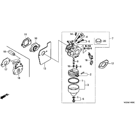 Honda HRS536C5 - VKEH -  Carburettor Diagram