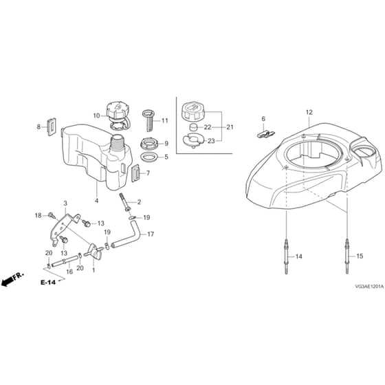 Honda HRS536C5 - VKEH -  Fan Cover, Fuel Tank Diagram