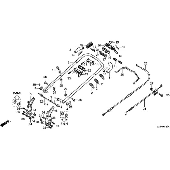 Honda HRS536C5 - VKEH -  Handle Pipe Diagram