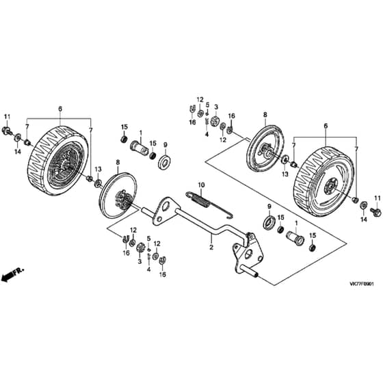 Honda HRX476C1 - PKEE - MASF 1130001- Rear Wheel HKEE, VKEE, VYEE Diagram