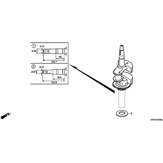 Honda HRX476C1 - VYEE - MASF 1130001- Crankshaft Diagram