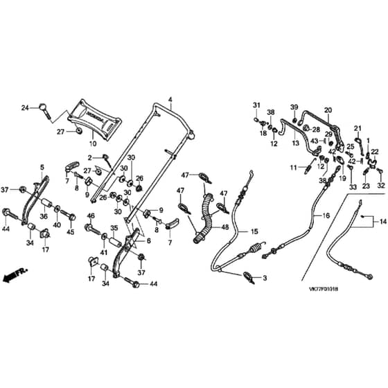 Honda HRX476C - HXE - MASF 1000001- Handle Pipe (2) Diagram