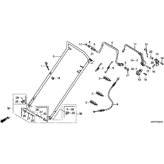 Honda HRX537C6 - HYEA -  Handle Pipe Diagram