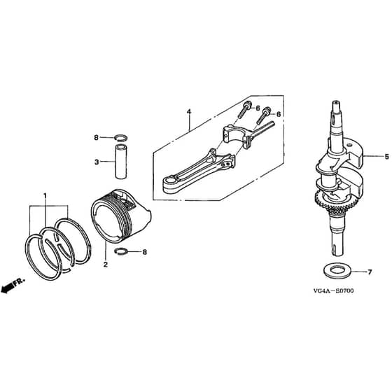 Honda HRZ536C2-TDEA -  Crankshaft, Piston Diagram