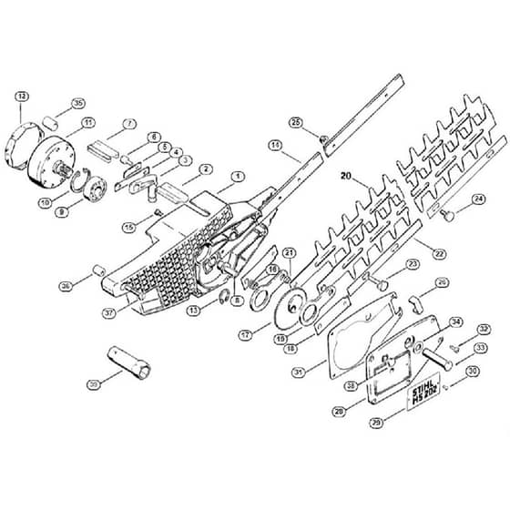 Genuine Stihl HS202 / A - Gear Housing, Blade