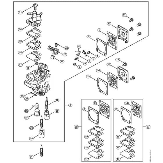 Genuine Stihl HS46 C-E / G - Carburetor C1T-S195