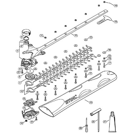 Genuine Stihl HS46 C-E / M - Gear Head, Cutter Bar 550 mm