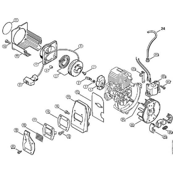 Genuine Stihl HS74 / B - Rewind Starter, Ignition System
