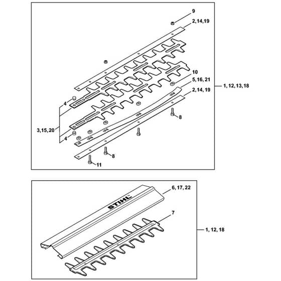 Genuine Stihl HS80 / J - Cutter Bar  1 45 512 843 (42.1999)