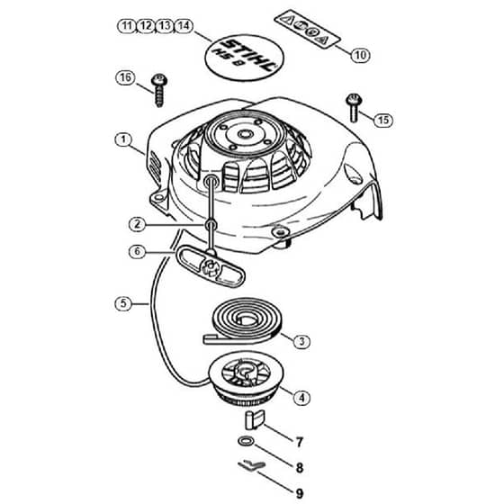 Genuine Stihl HS81 R / C - Rewind Starter