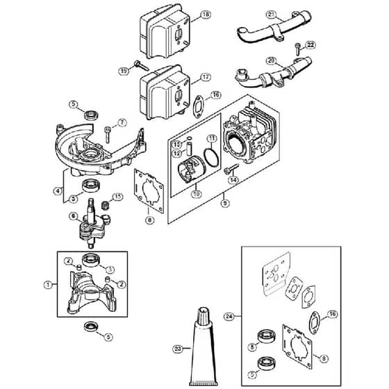 Genuine Stihl HS82 RC-E / A - Crankcase, Cylinder