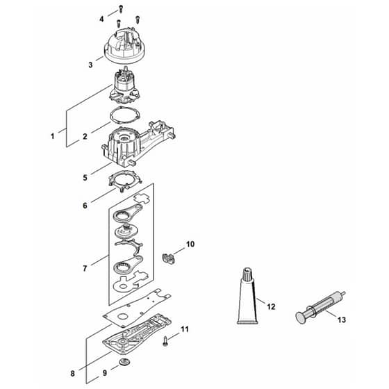 Stihl HSA150.0 T - Gear Head, Electric Motor - Parts Diagram