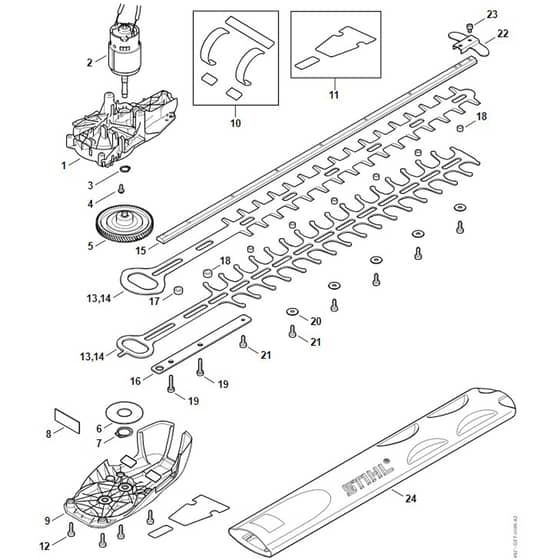 Stihl HSA56 - Gear Head, Electric Motor, Cutter Bar - Parts Diagram