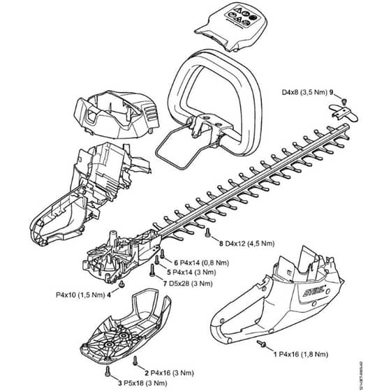Stihl HSA56 - Tightening Torques - Parts Diagram