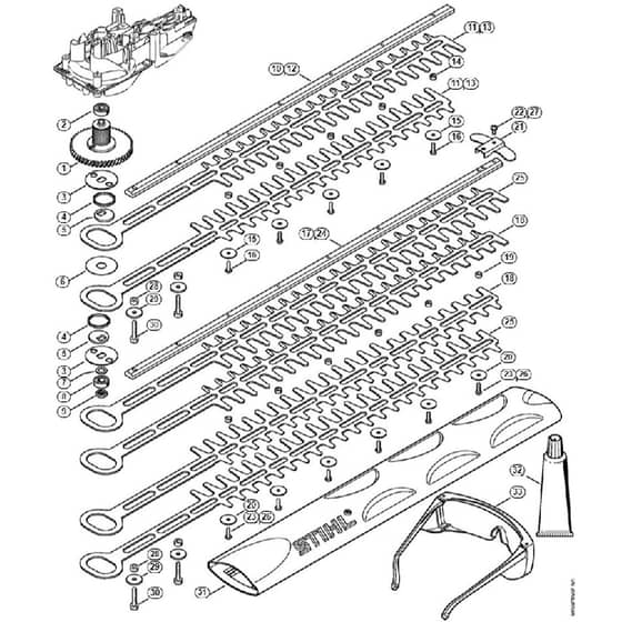 Genuine Stihl HSE42 / C - Gear head, Cutter bar