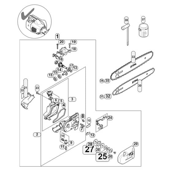 Genuine Stihl HT-KM / C - Gear head 3/8'' 7T