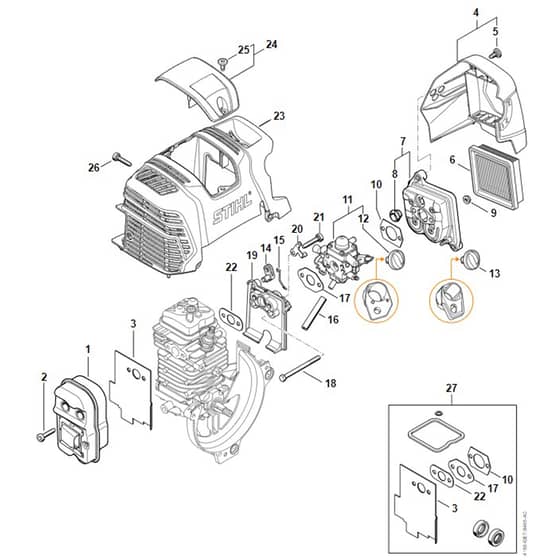 Stihl HT105 - Muffler, Air Filter - Parts Diagram